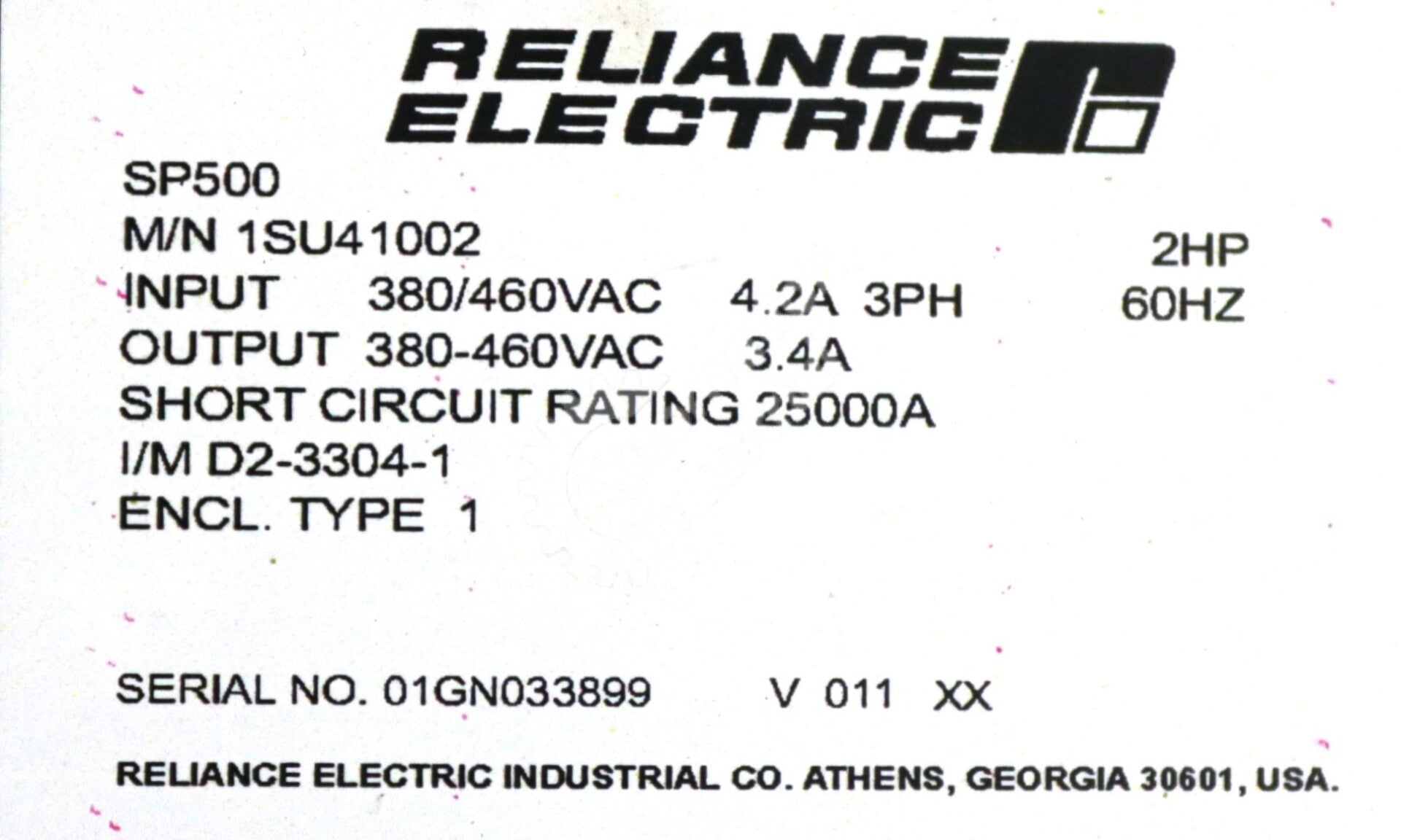 1SU41002 By Reliance Electric  2HP AC Drive SP500
