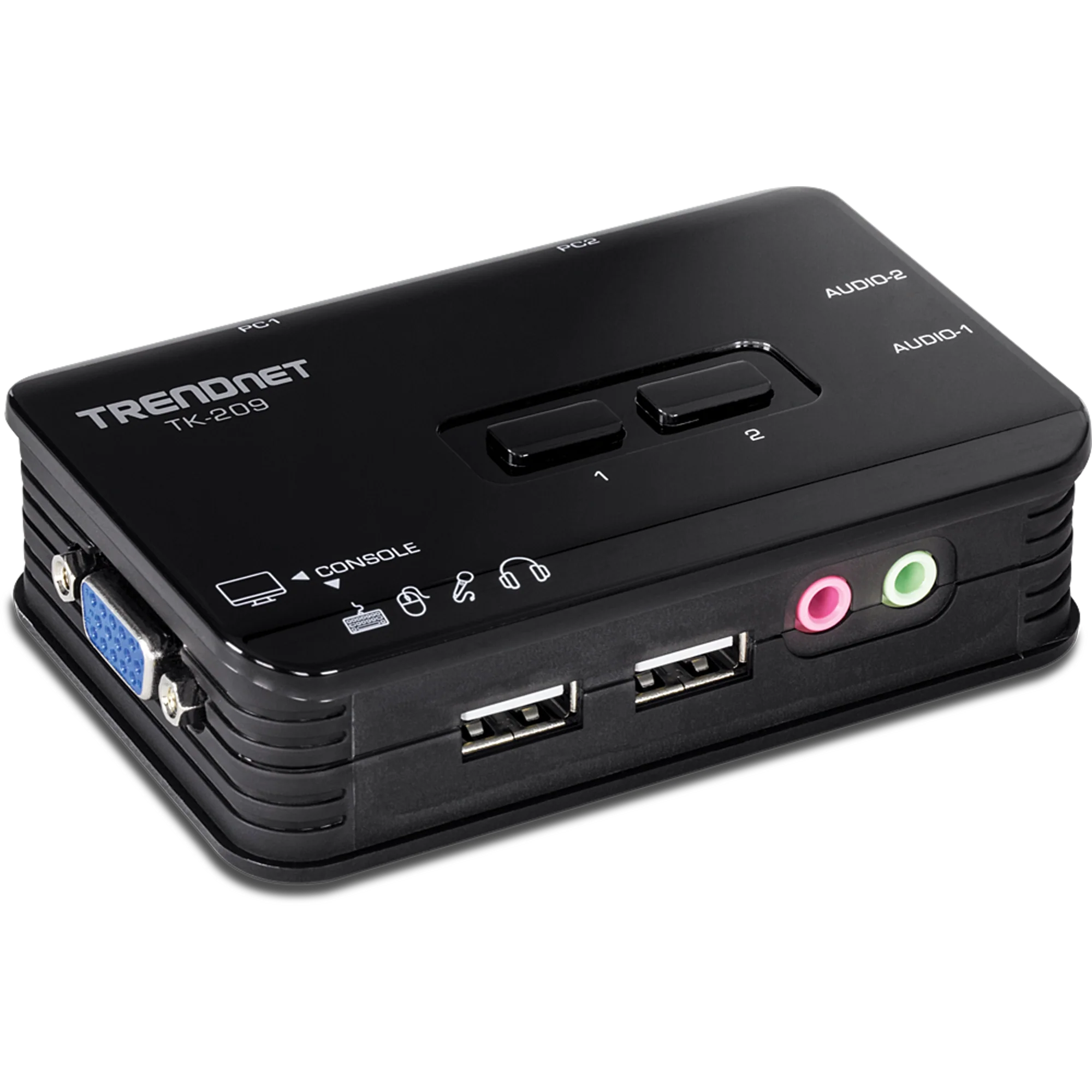 TRENDnet TK-209K 2-Port USB KVM Switch Kit w/Audio (include 2 x KVM Cables)