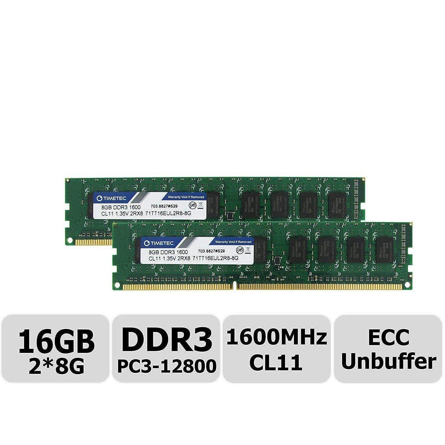 Timetec Hynix IC 8GB DDR3L 1600MHz PC3-12800 Unbuffered ECC 1.35V CL11 2Rx8 Dual Rank 240 Pin UDIMM Server Memory Ram Module Upgrade (8GB)-FoxTI