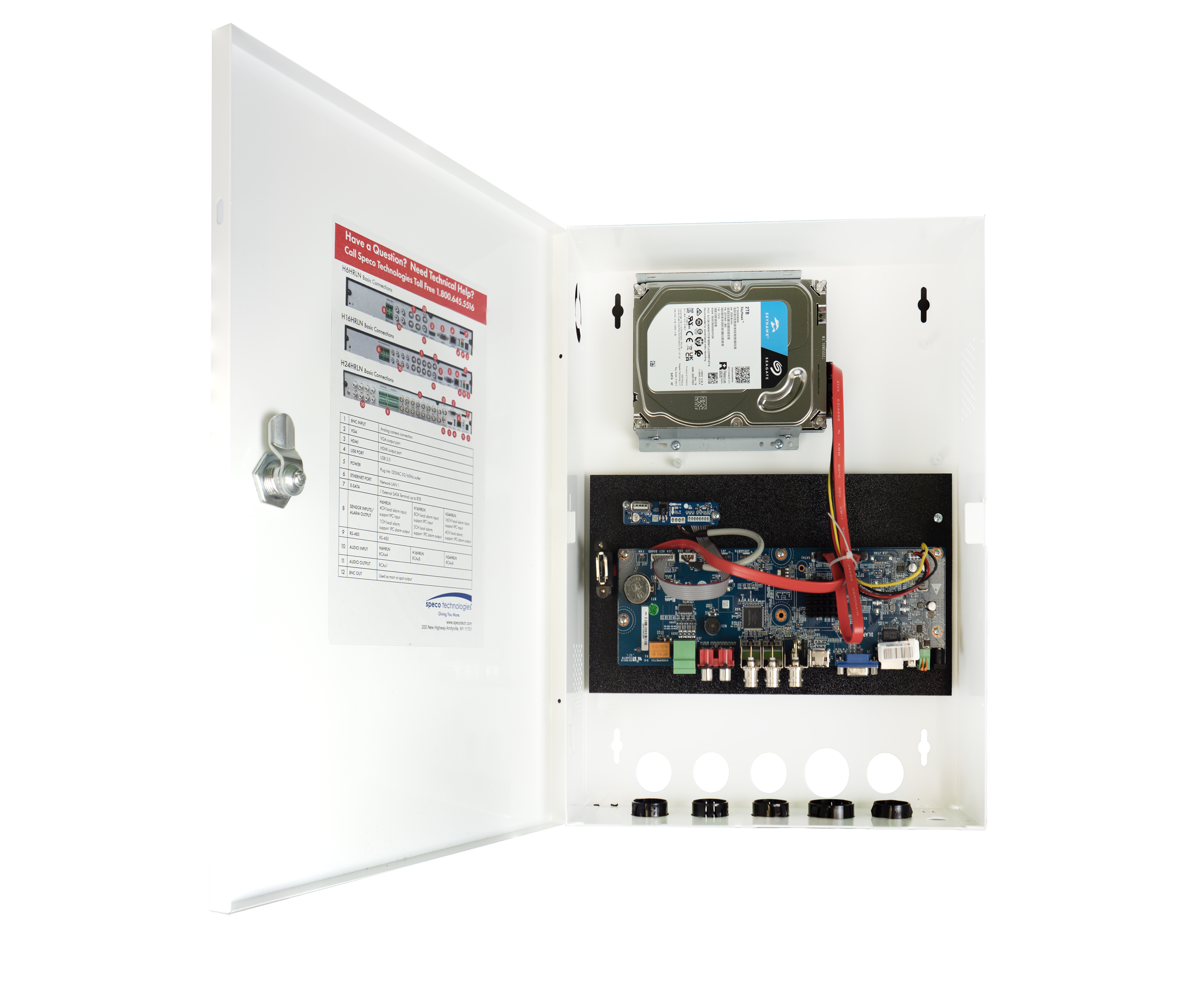 Speco Technologies H6WHRLN2TB 6 Ch. Wall Mount Hybrid Recorder - 4 Hybrid (TVI or IP) + 2 IP, NDAA