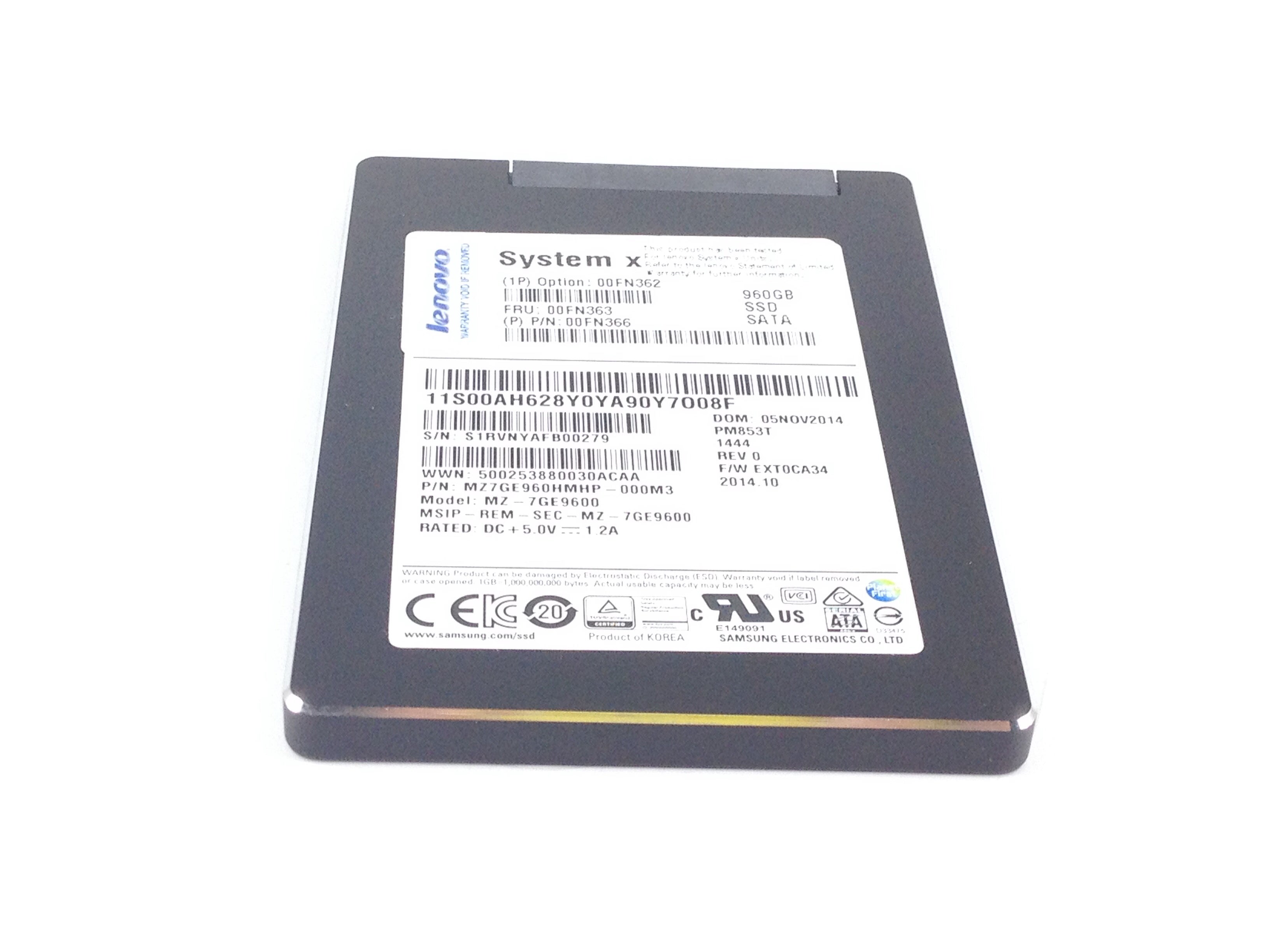 IBM Samsung Pm853T 960Gb 6Gbps SATA 2.5'' Solid State Drive SSD (MZ7GE960HMHP-000M3)