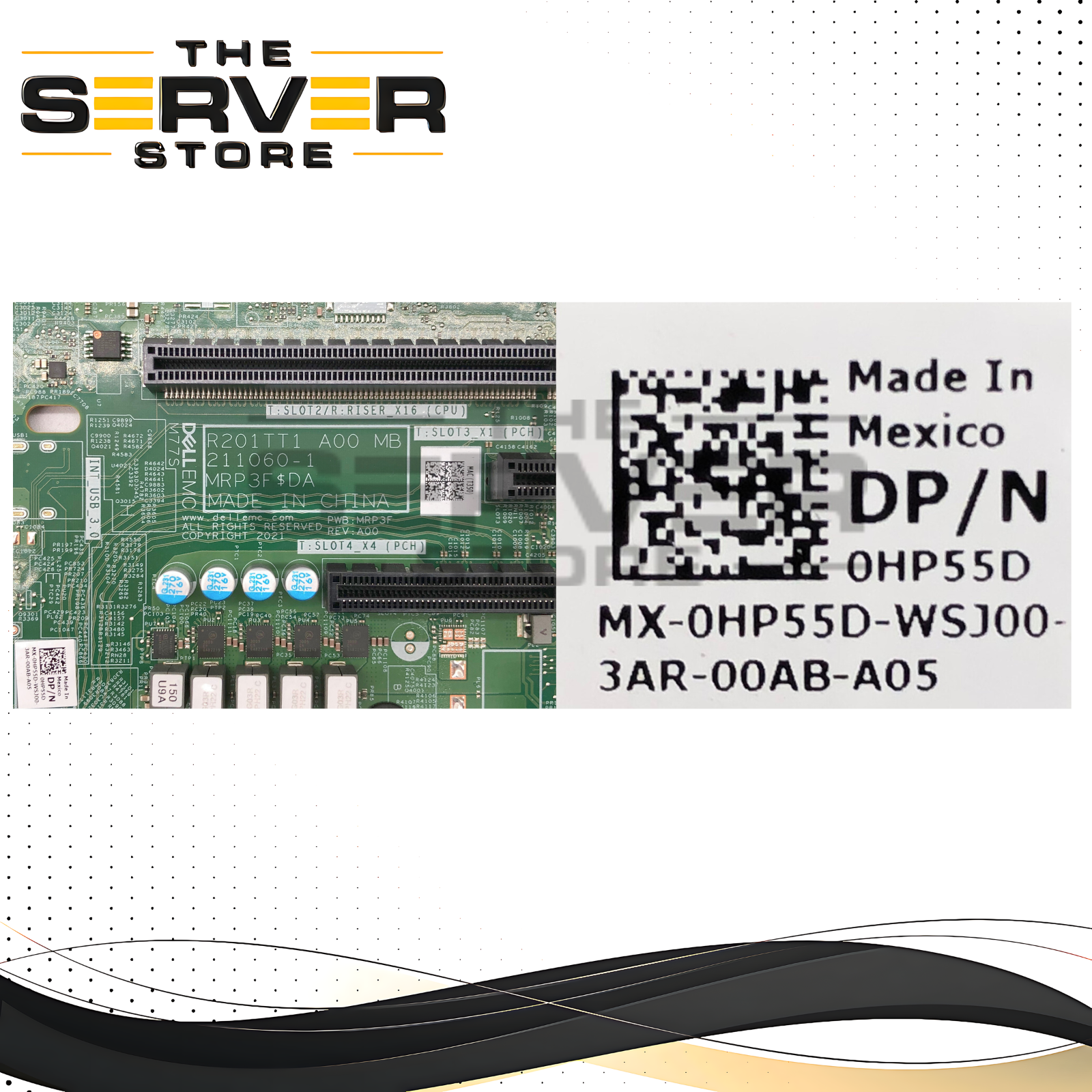 Dell PowerEdge T350 Motherboard v3, LGA1200 Socket, 4x DDR4 DIMM Slots. P/N: HP55D, 0HP55D.