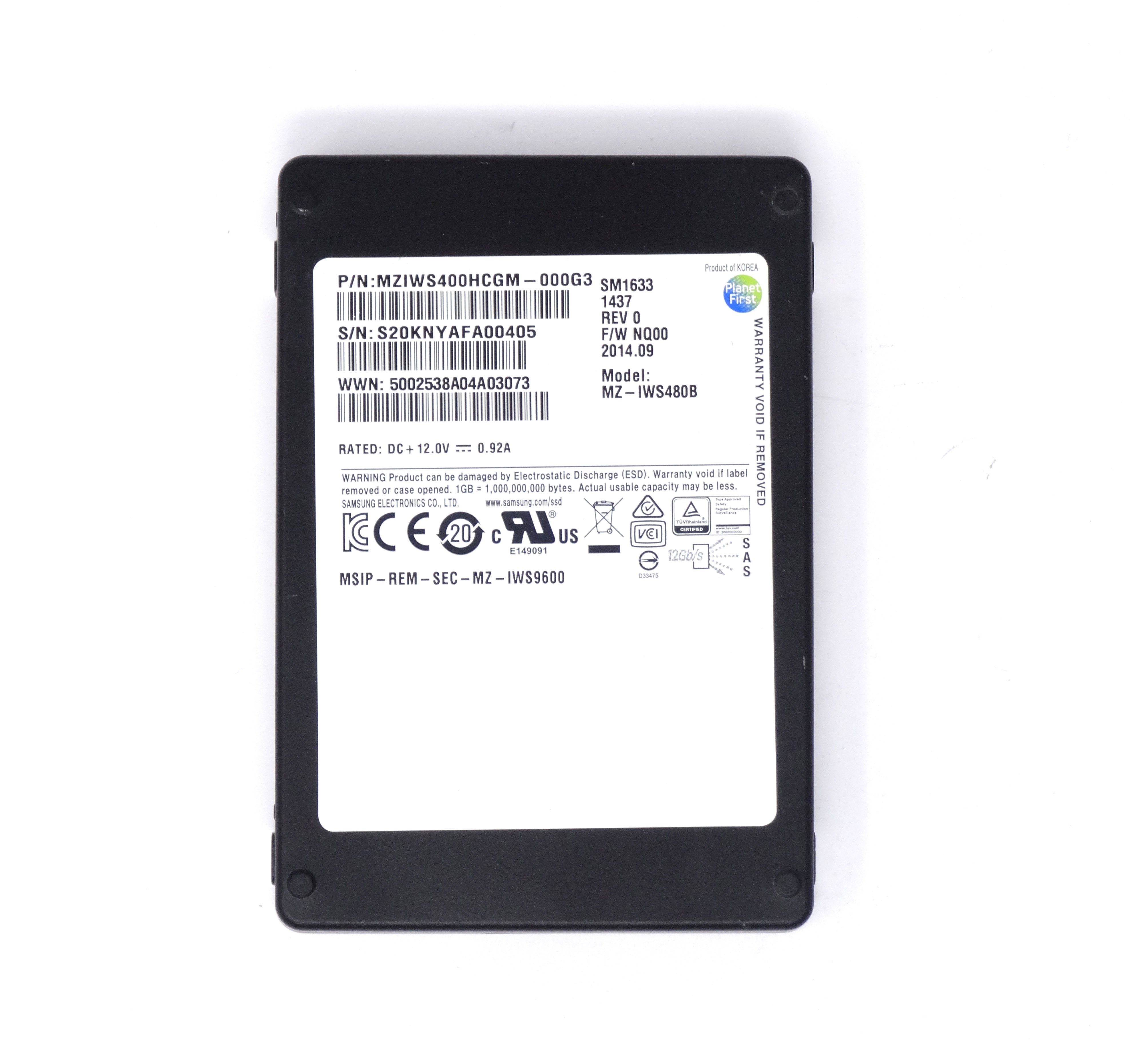 Samsung SM1633 Series 400GB SAS 2.5" Solid State Drive (MSIP-REM-SEC-MZ-IWS9600)