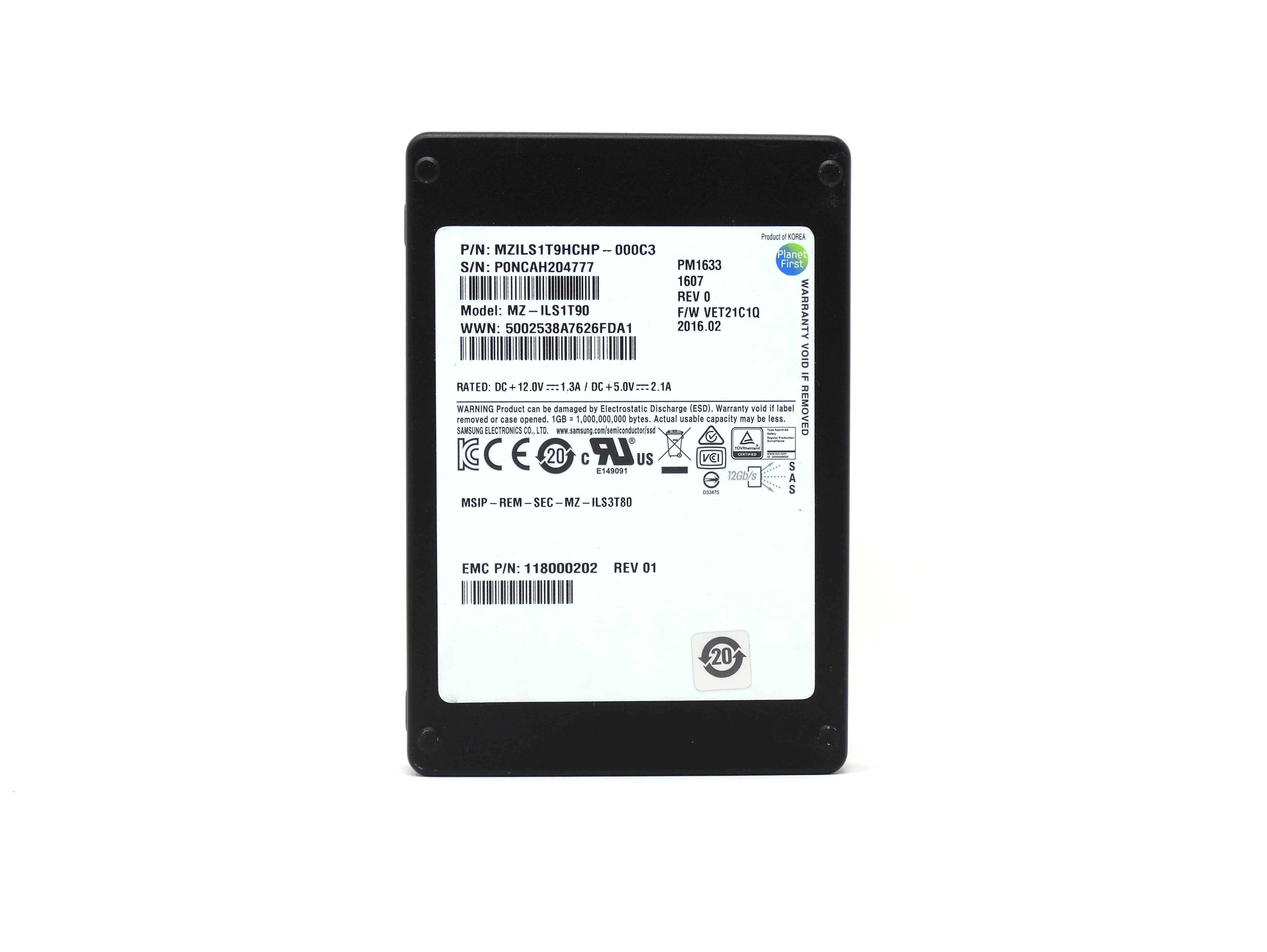 EMC Samsung PM1633 1.92TB 12Gb/s SAS 2.5'' SSD (MZILS1T9HCHP)