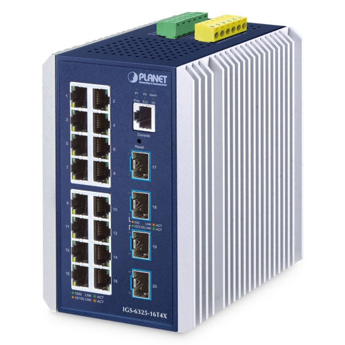 Planet IGS-6325-16T4X IP30 Industrial L3 16-Port 10/100/1000T + 4-Port 10G SFP+ Ma