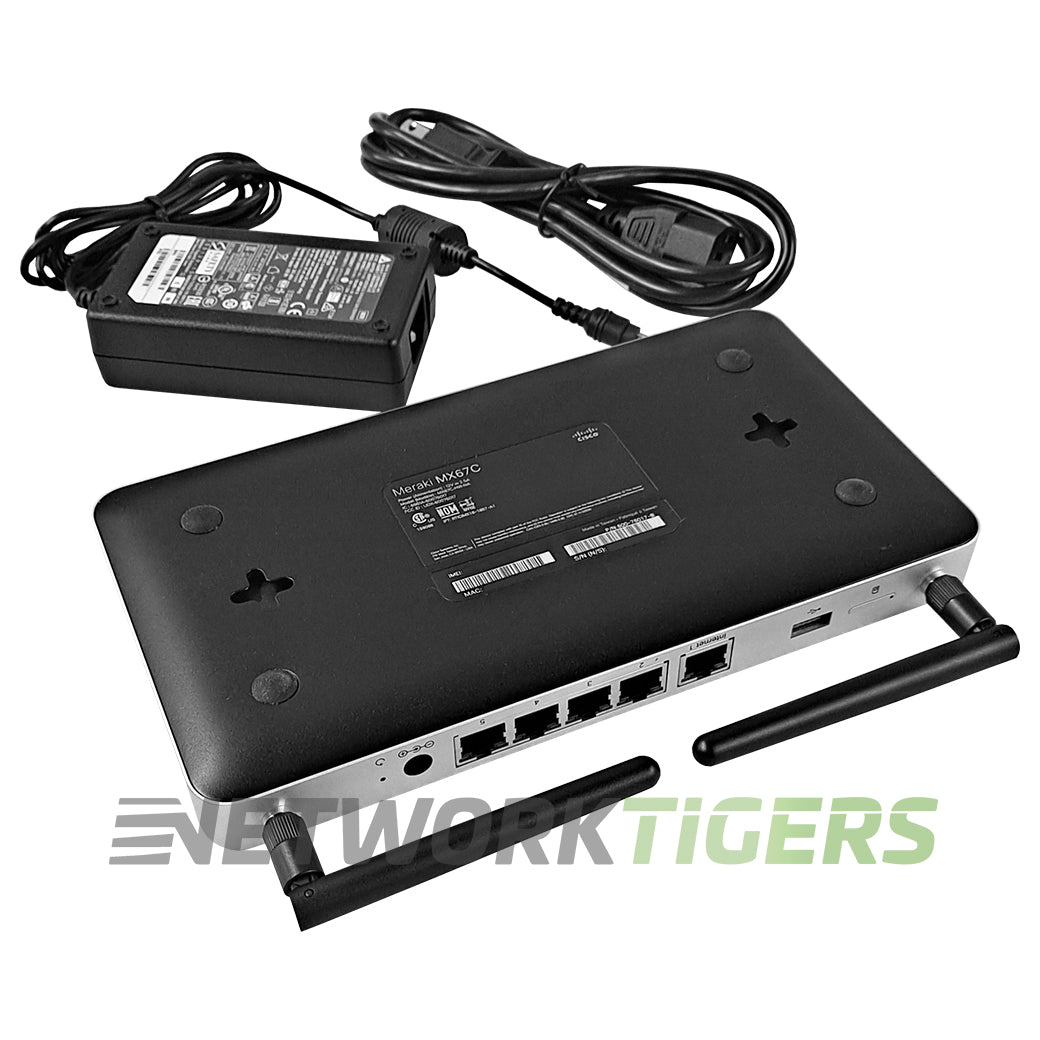 NEW Cisco Meraki MX67C-HW-WW 450 Mbps 5x RJ45 Unclaimed Firewall w/Adapter