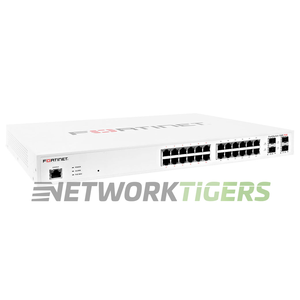 Fortinet FS-124E-POE 100 Series 24x 1GB RJ45 (12x PoE) 4x 1GB SFP Switch