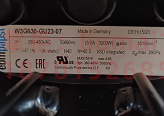 W3G630-GU23-07 ebm papst fan 380V 5A