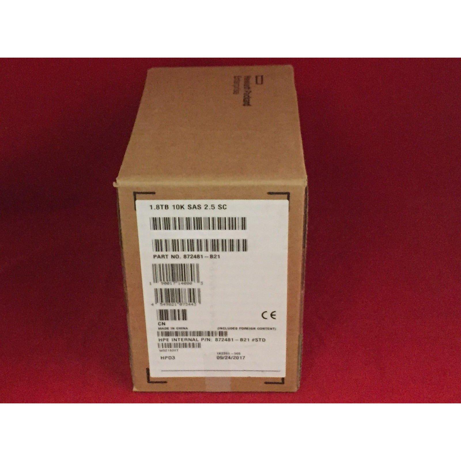 872481-B21 872738-001 HPE 1.8GB 12G SAS 10K ENT 2.5" SFF SC DS HDD HP 190017140803-FoxTI