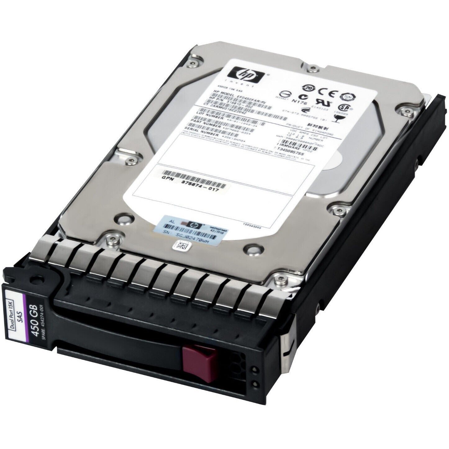 516810-002 450GB 15K 6G LFF SAS 3.5'' HOT PLUG DP HDD HARD DRIVE 829160972251
