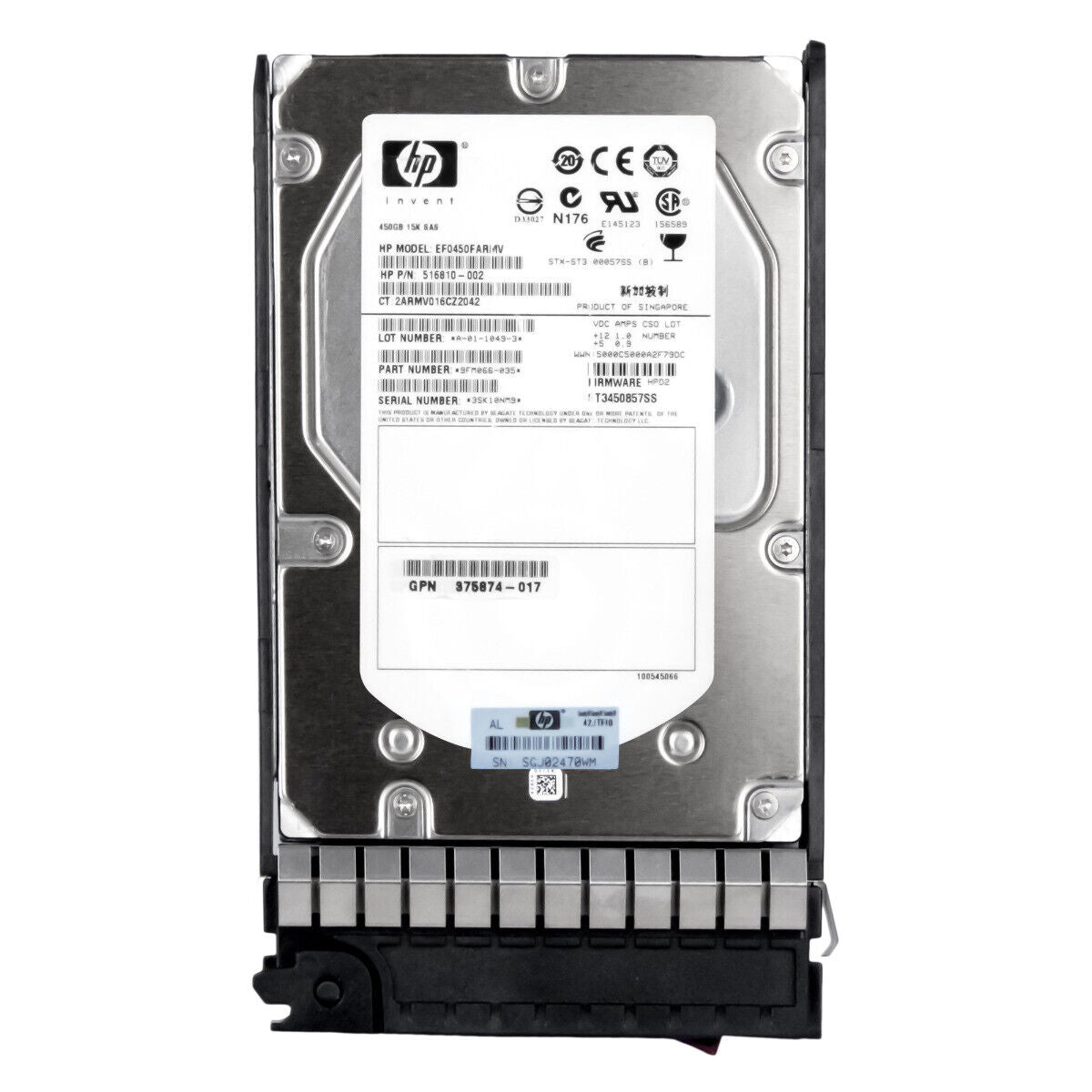EF0450FARMV 516810-002 450GB 15K 3.5" dp sas hard drive 516832-004 9FM066-035 883585297825