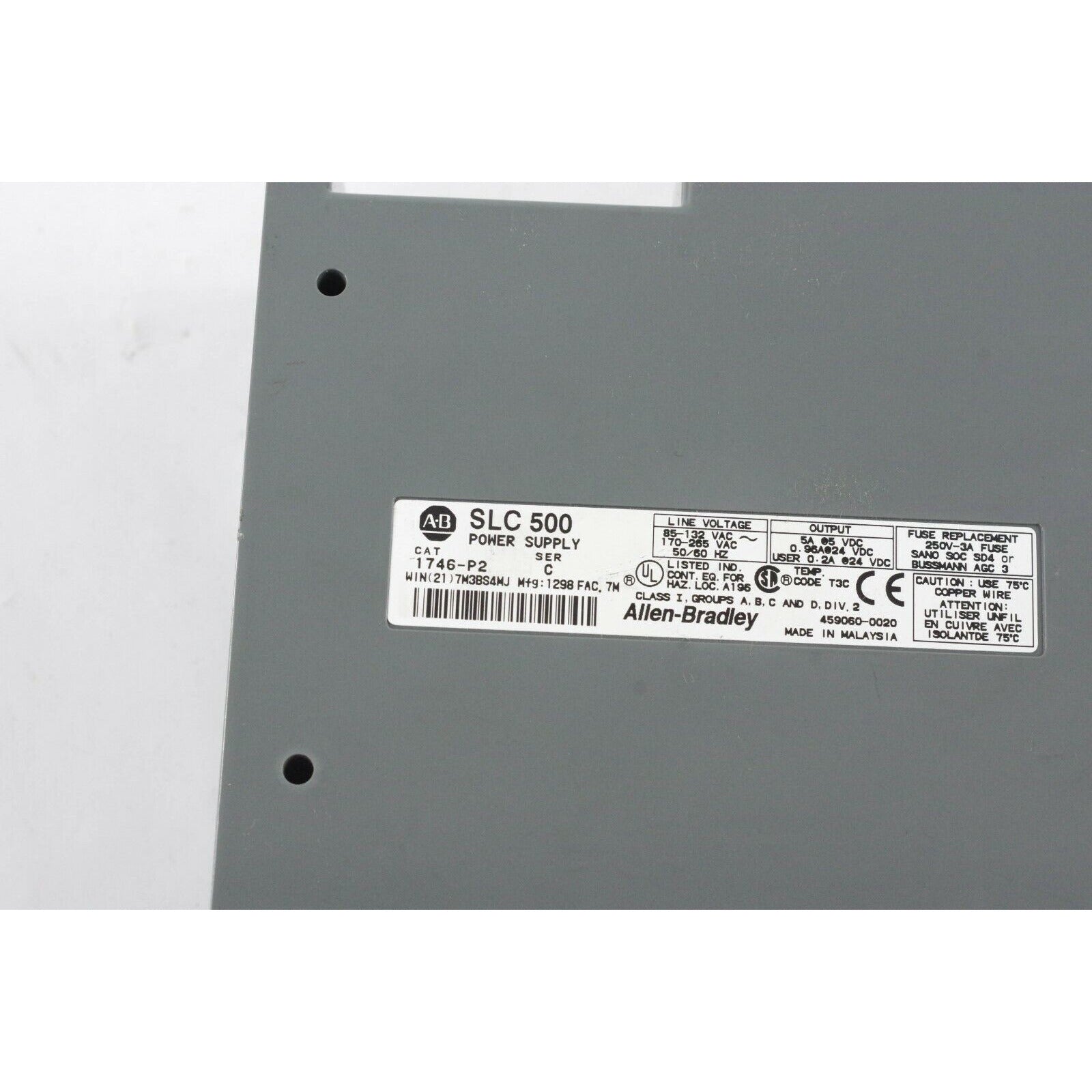 Módulo de fuente de alimentación Allen Bradley 1746-P2 Slc 500 Ser C