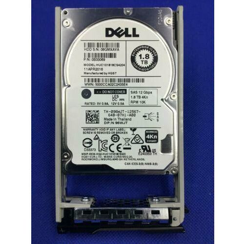 Disco 96WJT Dell 1.8TB 10K SAS 12Gb/s 4Kn 2.5in HDD 096WJT HUC101818CS4204 - MFerraz Tecnologia